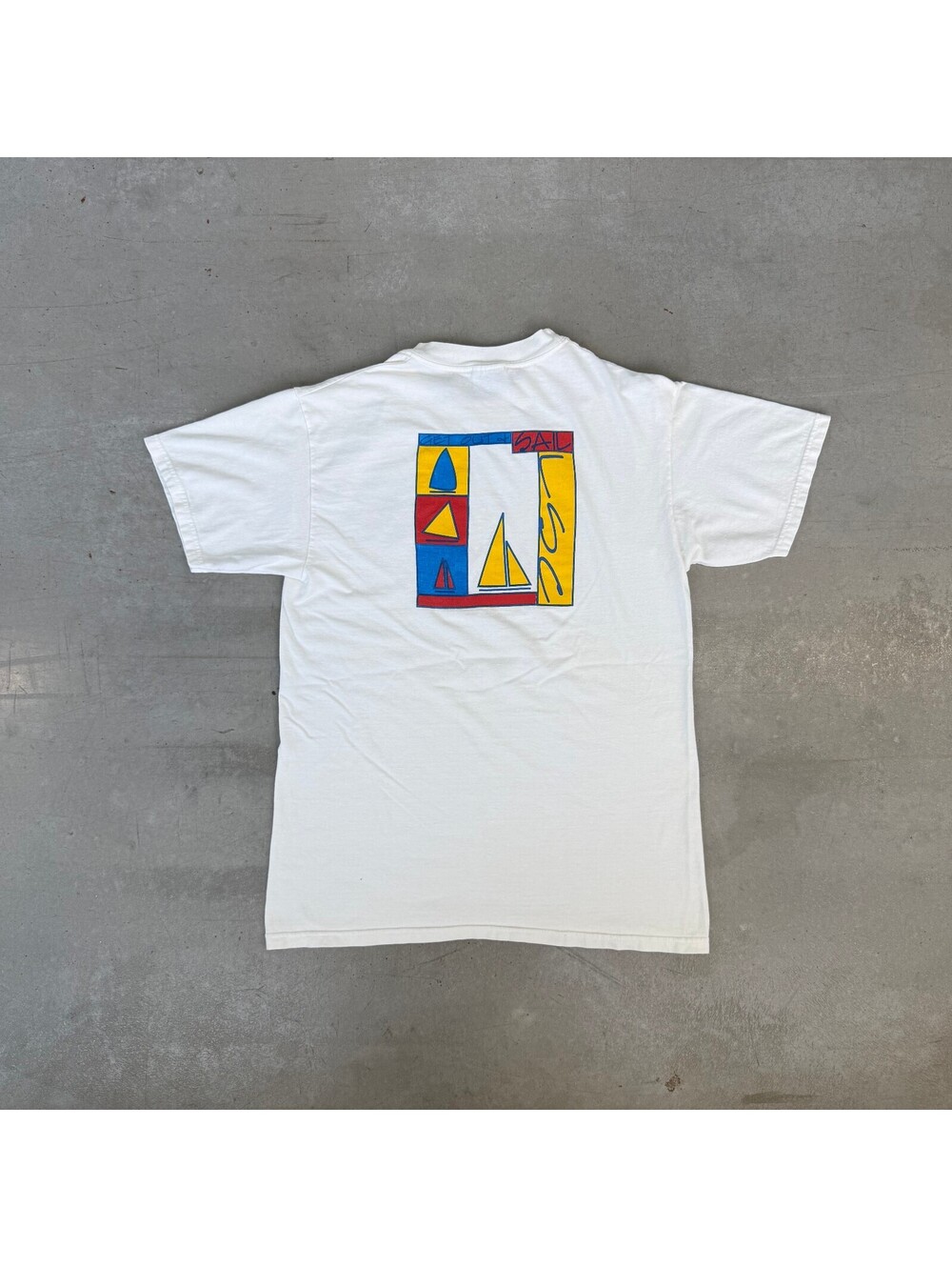 Vintage 90s Lansing Sailing Club Graphic Flawed T-Shirt Medium White